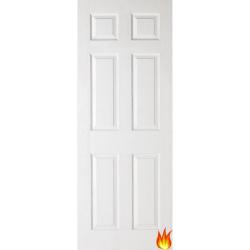 6 Panel White Moulded Primed Internal Fire Door - Smooth